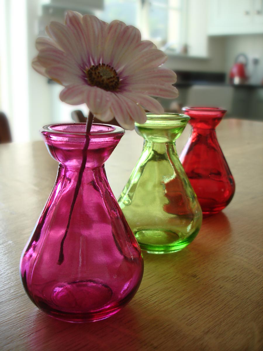 Coloured Recycled Glass Bud Vases (set of 3) #1 - Natural ...