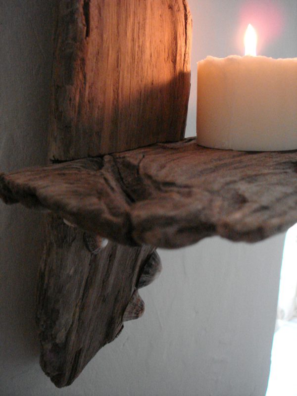 Driftwood and Shell Wall Candle Sconce - Image 2