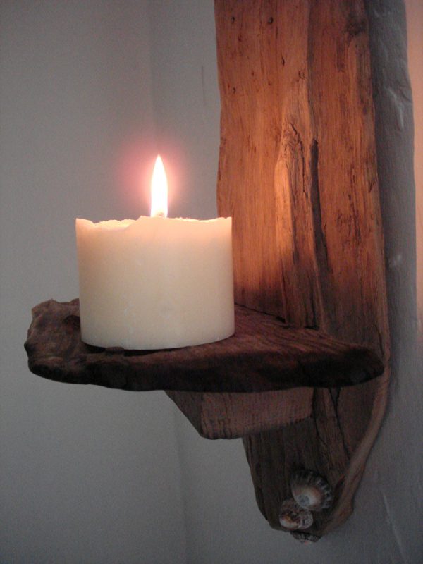 Driftwood and Shell Wall Candle Sconce - Image 5