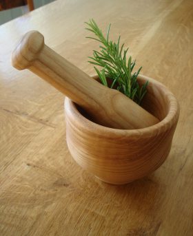Hand turned Wooden Pestle and Mortar
