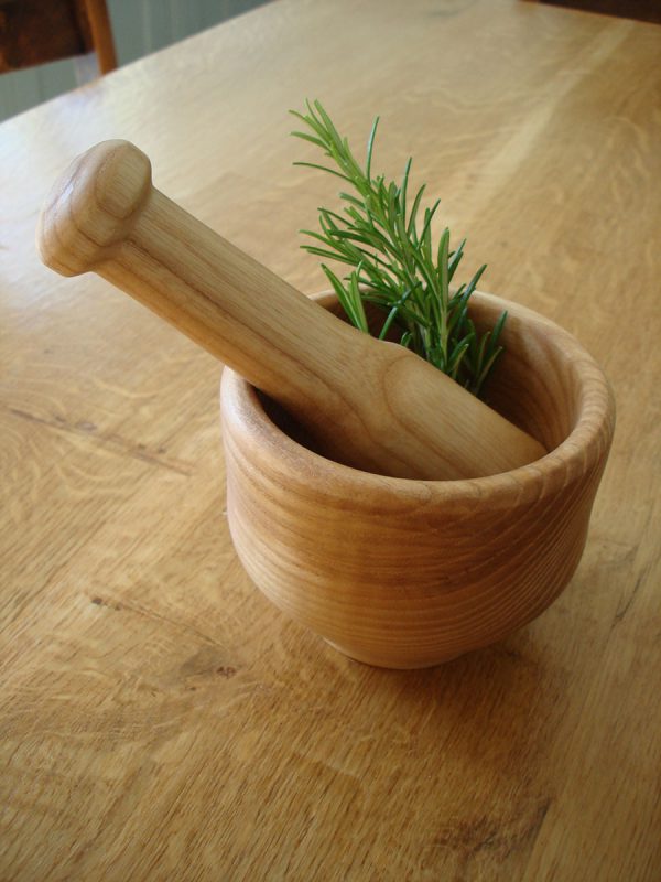 Hand turned Wooden Pestle and Mortar