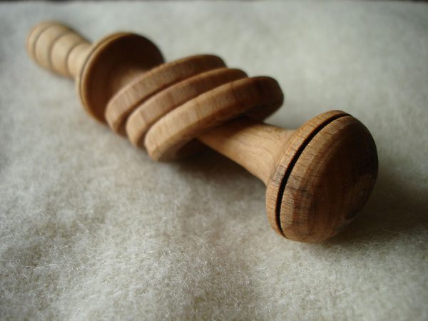 Pole Lathe Turned Wooden Baby Rattle