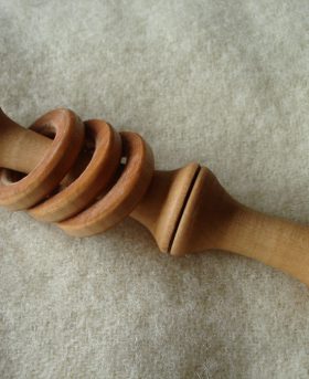 Pole Lathe Turned Wooden Baby Rattle