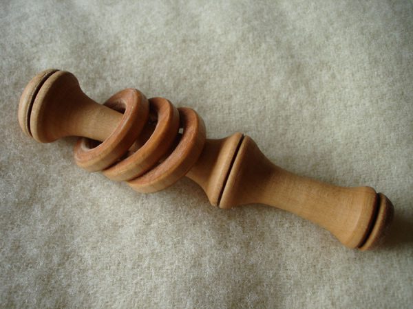 Pole Lathe Turned Wooden Baby Rattle